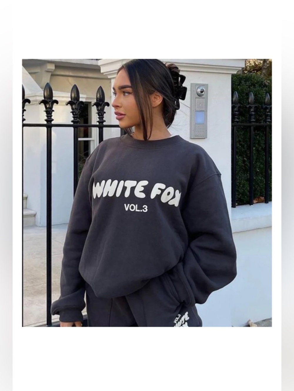 White Fox Boutique Offstage Black Crew Sweatshirt
